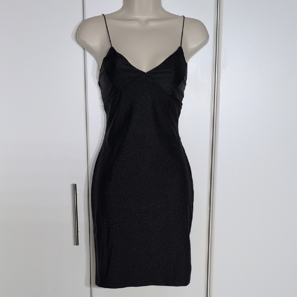 Timing Black Mini Dress with Spaghetti Straps - Picture 1 of 5